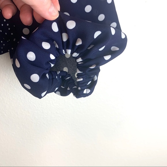 Topshop Navy Blue Mixed Polka Dot Wrap Blouse - Picture 6 of 8